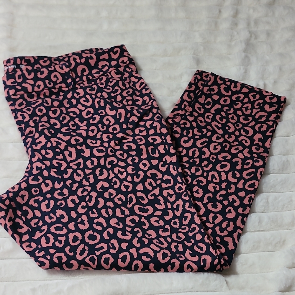 Old Navy Pink and Navy Animal Print Pixie Pants